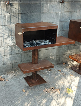 corten steel urban barbecue installed