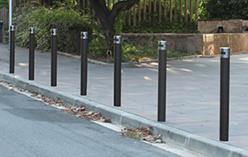 gray urban oxiron bollards installed gray urban oxiron bollards installed