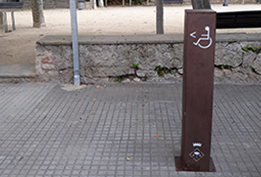 LED info bollard installed