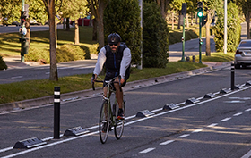 asymmetric road separator installed in barcelona