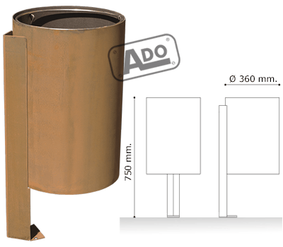 litter bin steel corten pindo litter bin steel corten pindo