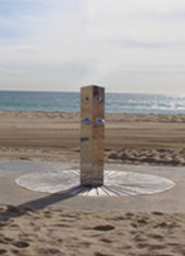 Stainless steel beach footbath installed