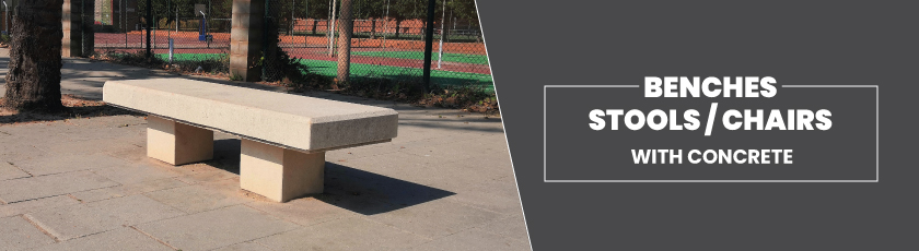 benches/ stools and chairs with concrete benches/ stools and chairs with concrete
