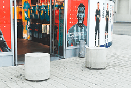 Concrete bollards installed at Atletico de Madrid by Ado