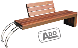 verso wood bench with backrest and bike rack