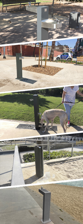 exterior drinking fountain installed